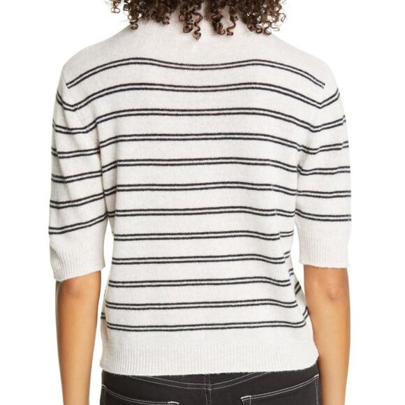 FRAME Stripe Wool & Cashmere Crop Sweater - Picture 3 of 9